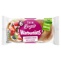Warburtons Cinnamon & Raisin Thin Bagels 6 per pack