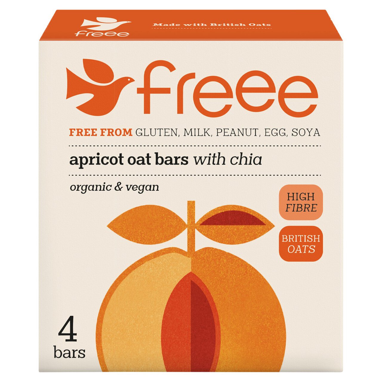Freee Organic Gluten Free Apricot & Chia Oat Bars 4 x 35g