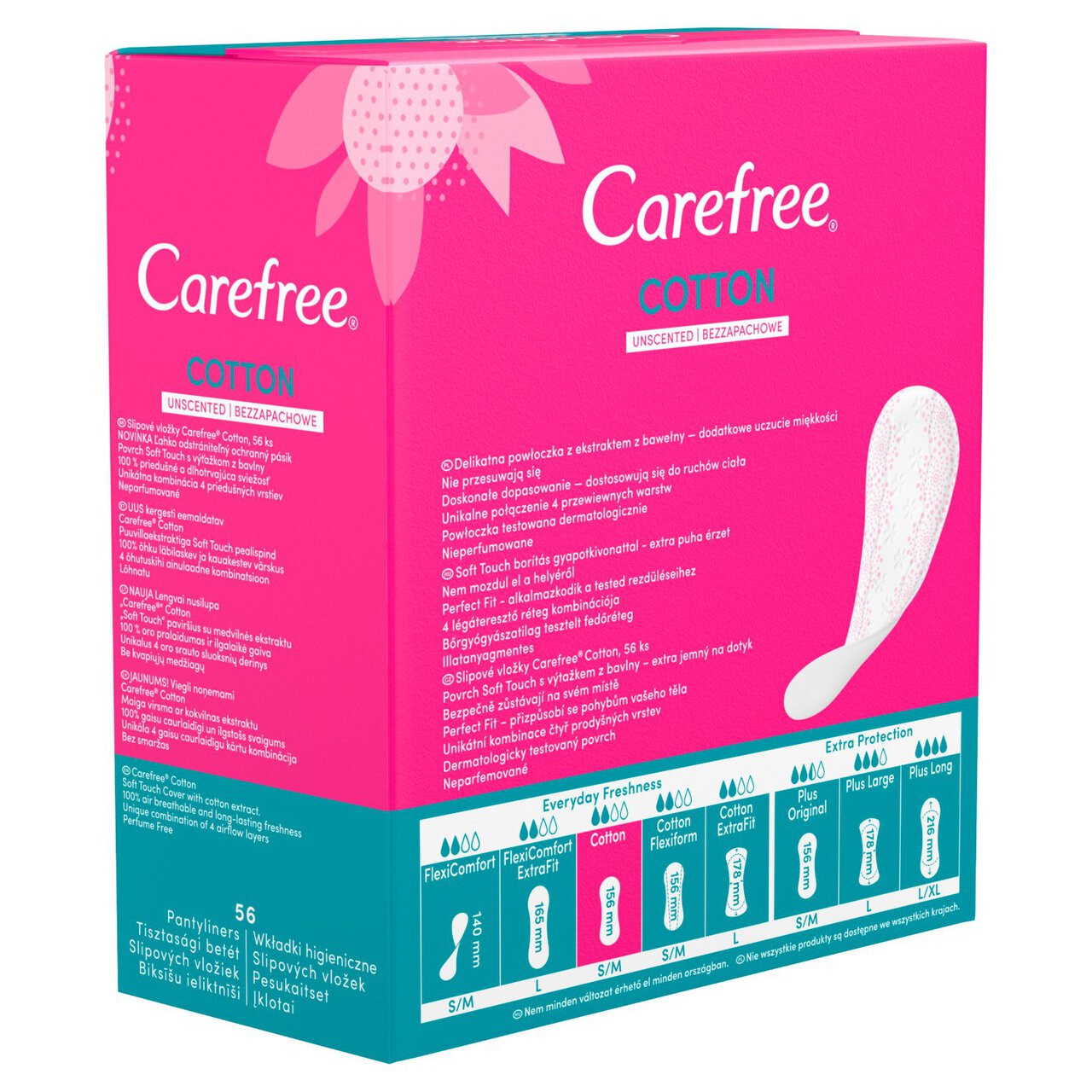 Carefree Cotton Breathable Pantyliners 56 per pack