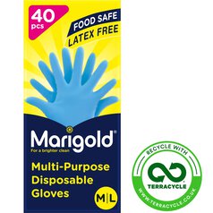 Marigold Extra Safe  Disposable Latex & Powder Free Gloves M/L Food Safe 40 per pack