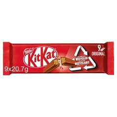 KitKat 2 Finger Milk Chocolate Biscuit Bar 9 x 20.7g