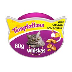 Whiskas Temptations Adult Cat Treat Biscuits with Chicken & Cheese 60g 60g