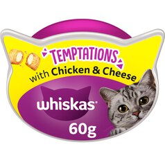 Whiskas Temptations Adult Cat Treat Biscuits with Chicken & Cheese 60g