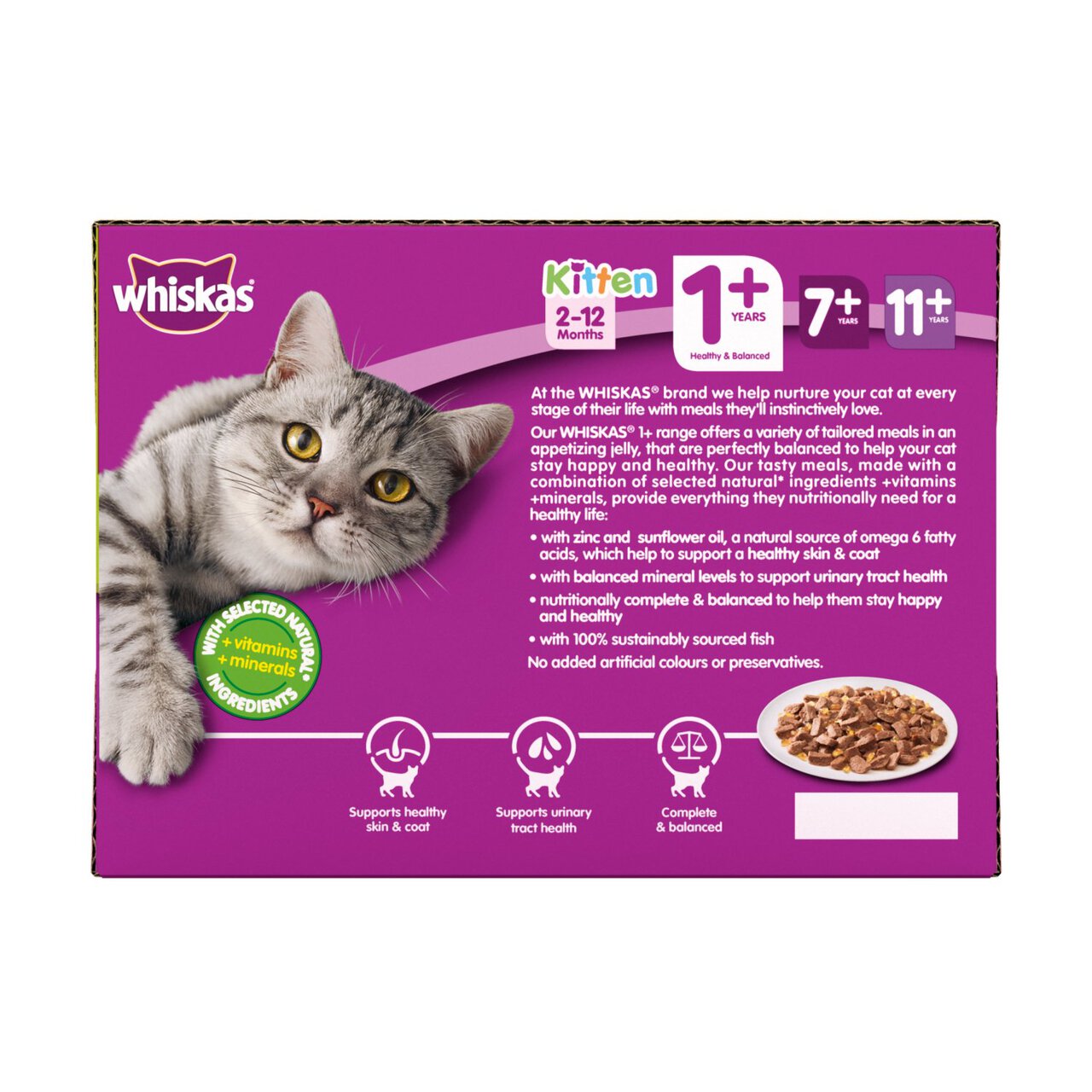 Whiskas Adult Wet Cat Food Pouches Fish & Meat in Jelly 12 x 100g 12 x 100g