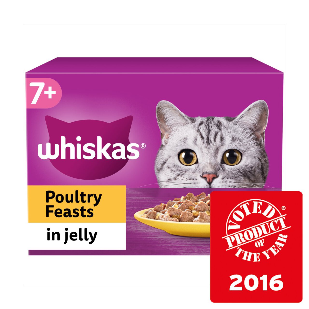 Whiskas 7 Adult Wet Cat Food Pouches Poultry Feasts in Jelly 12 x