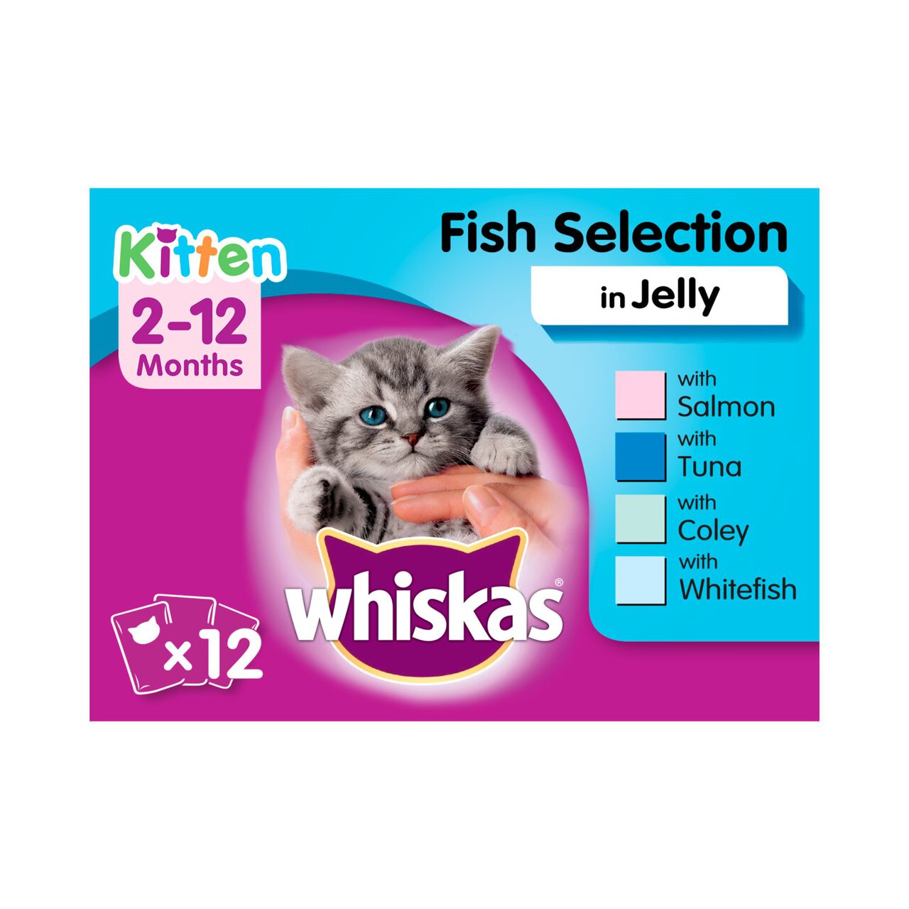 Whiskas Kitten Wet Cat Food Pouches Fish in Jelly 12 x 100g 12 x 100g