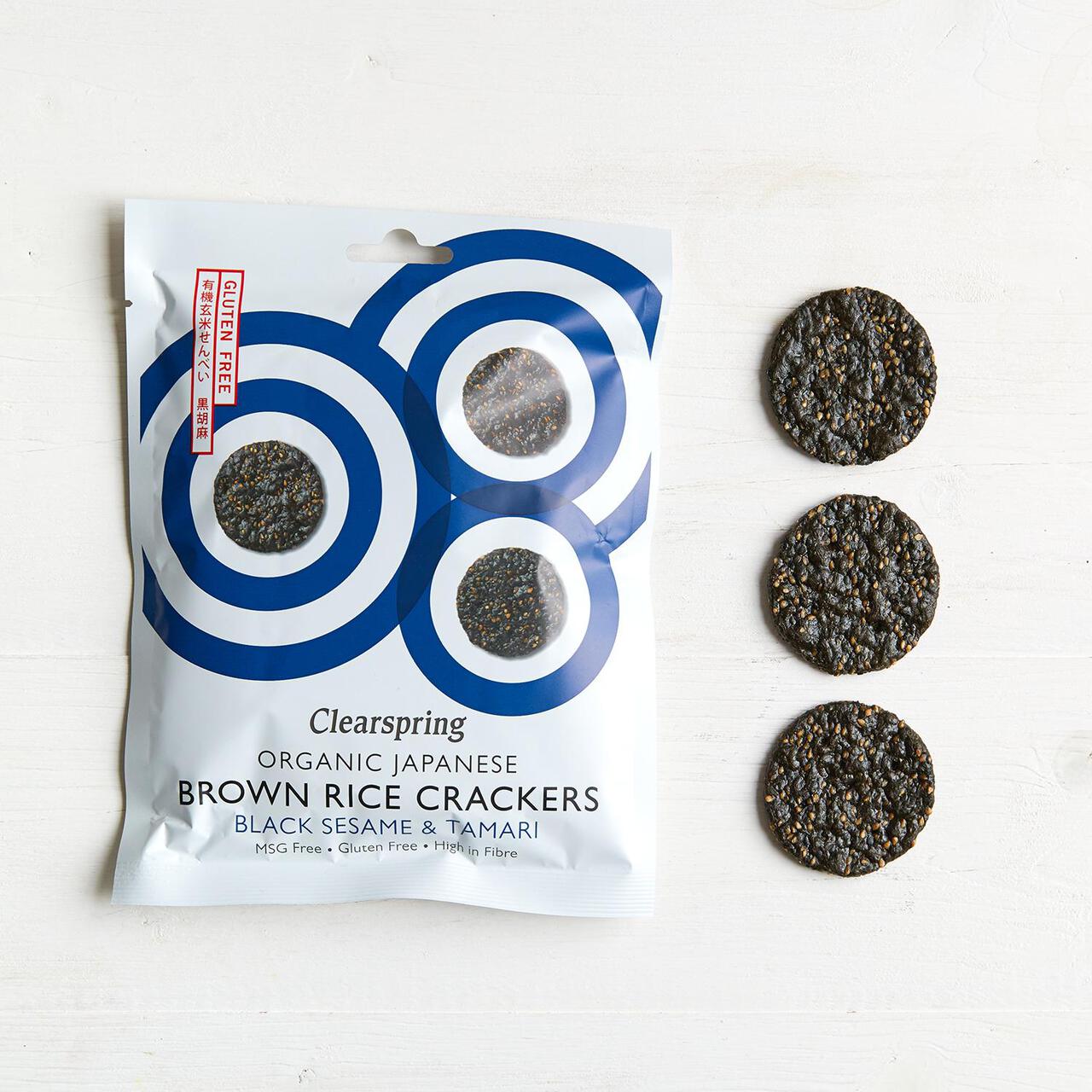 Clearspring Organic Black Sesame Brown Rice Crackers 40g