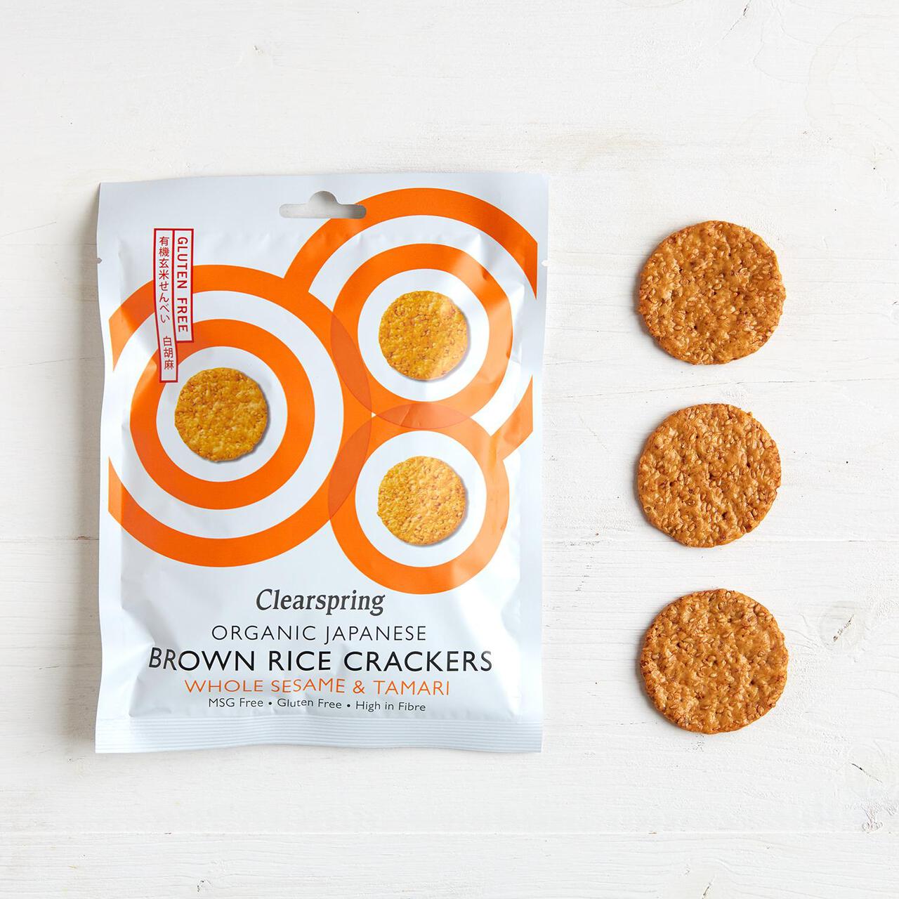 Clearspring Organic Whole Sesame Brown Rice Crackers 40g