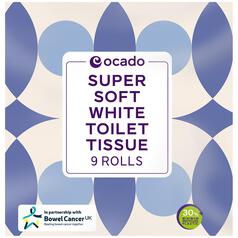 Ocado Super Soft White Toilet Tissue 9 per pack