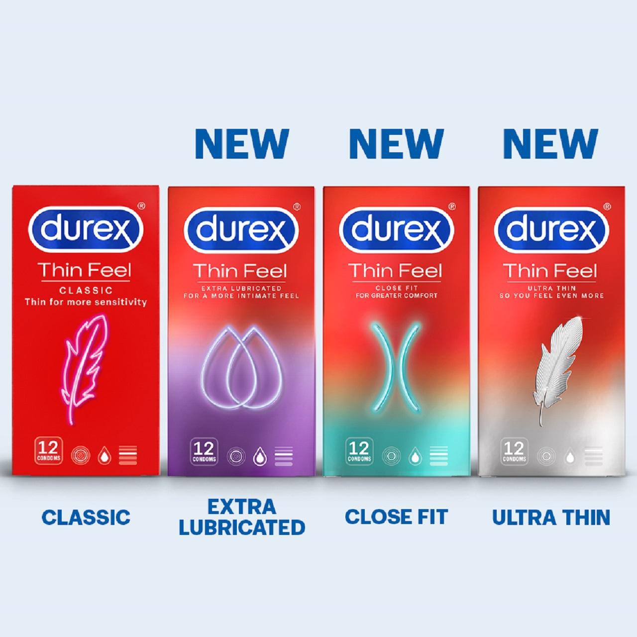 Durex Thin Feel Extra Lubricated 12 Condoms 12 per pack