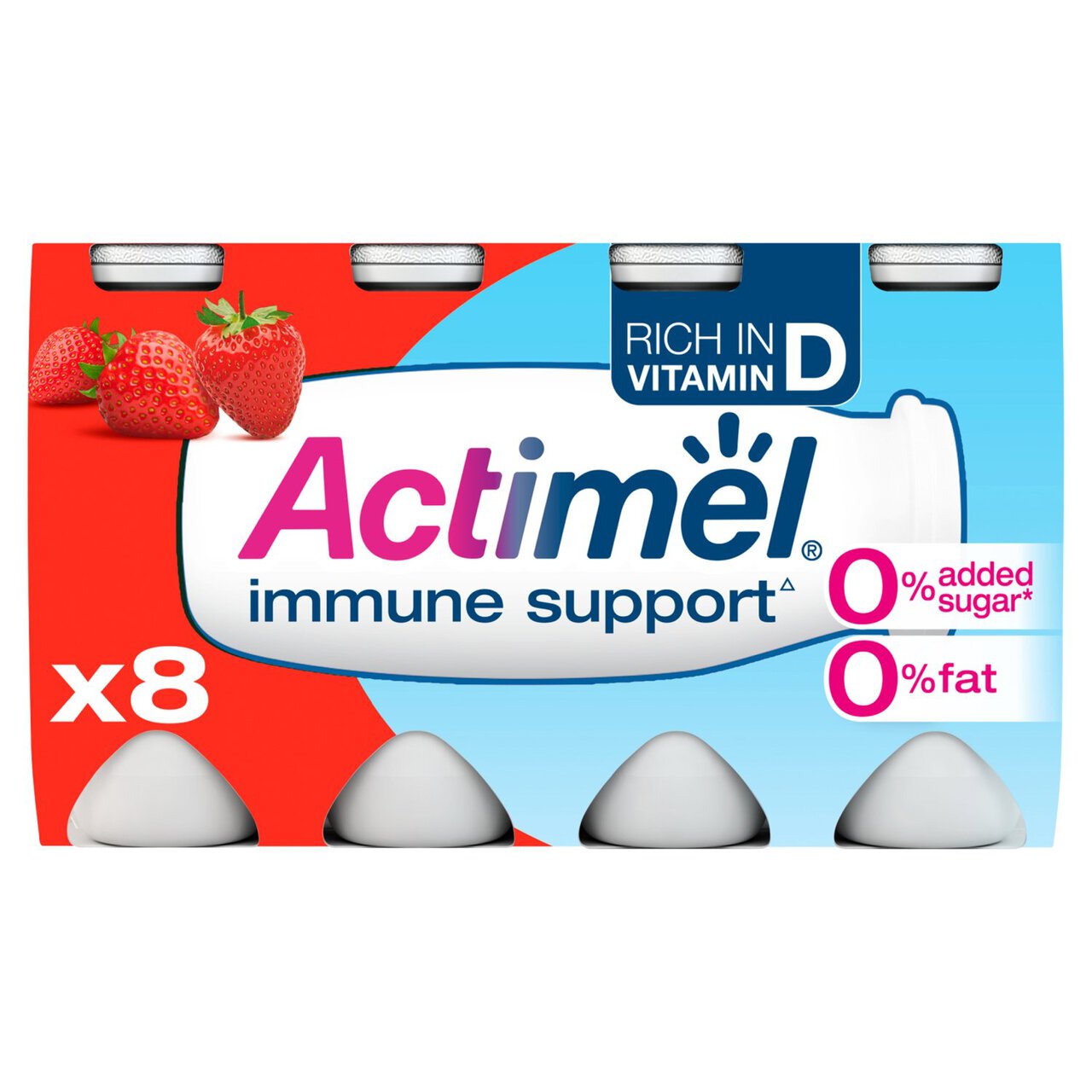 Actimel 0% Strawberry Drinking Yoghurts 8 x 100g