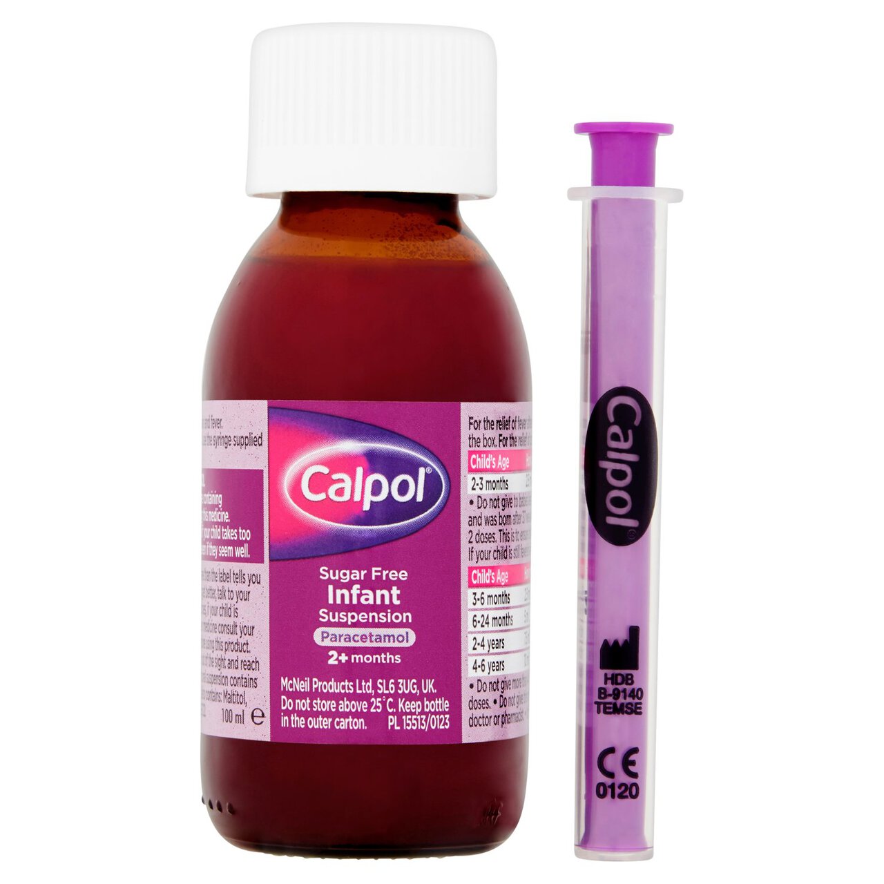 Calpol Infant Sugar Free Oral Suspension Strawberry 2+ Months 100ml