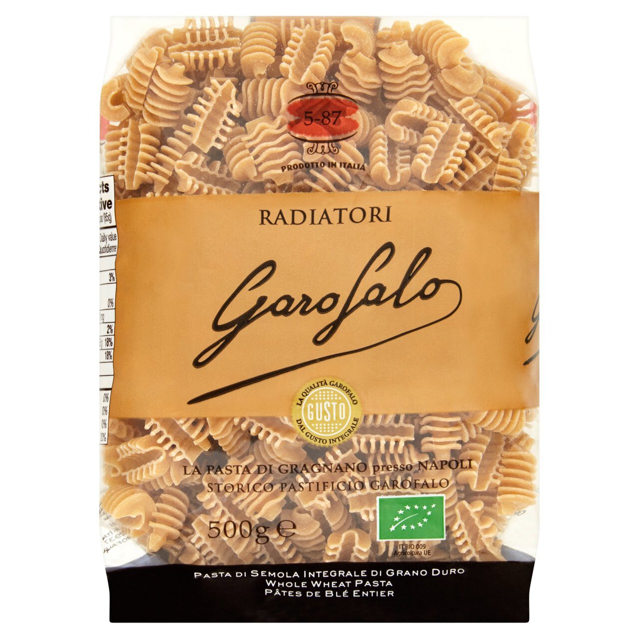 Garofalo Organic Whole Wheat Radiatori Pasta 500g