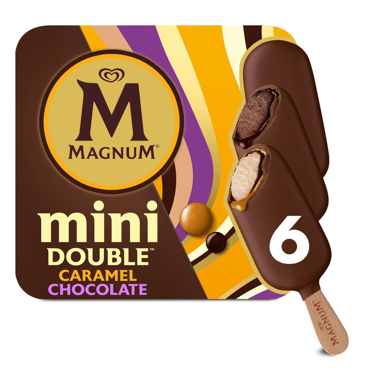 Magnum Mini Double Chocolate & Double Caramel Ice Cream Lollies 6 x 60ml
