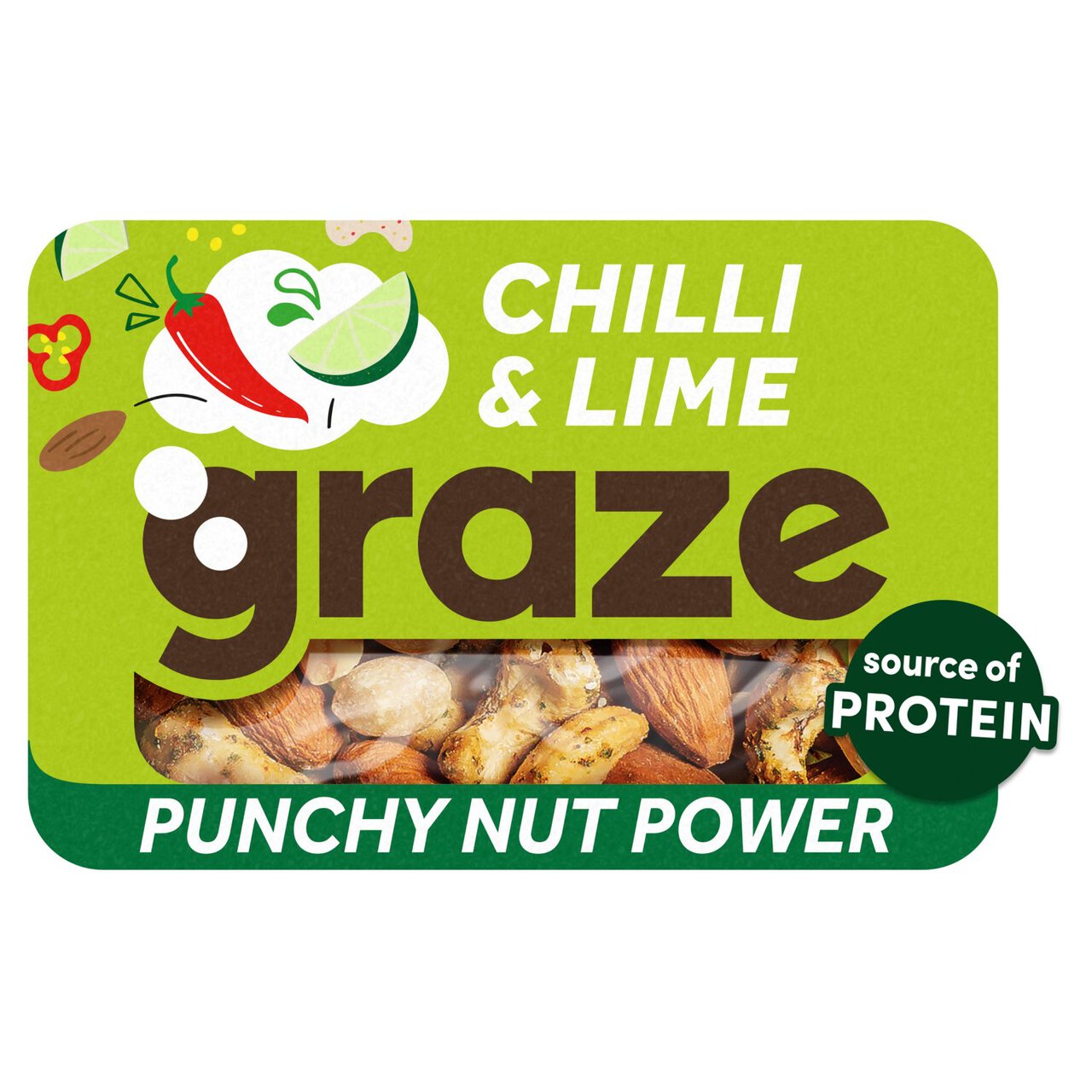 Graze Nutty Protein Power Snack Mix Punchy Chilli & Lime 38g