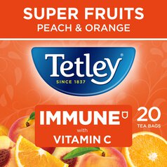 Tetley Super Fruit Tea Immune Peach & Orange Tea Bags 20 per pack
