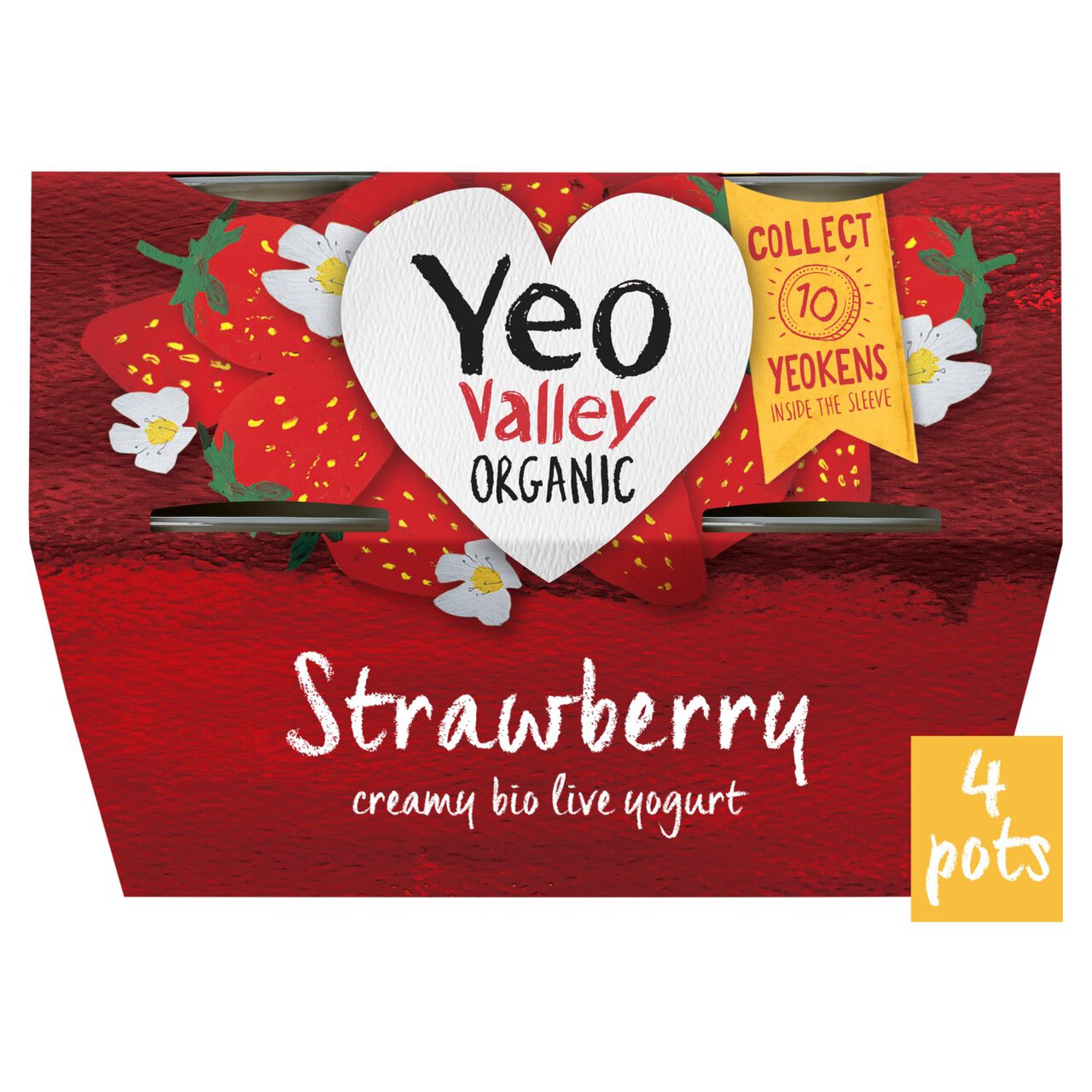 Yeo Valley Organic Strawberry Yoghurt Pots 4 x 110g
