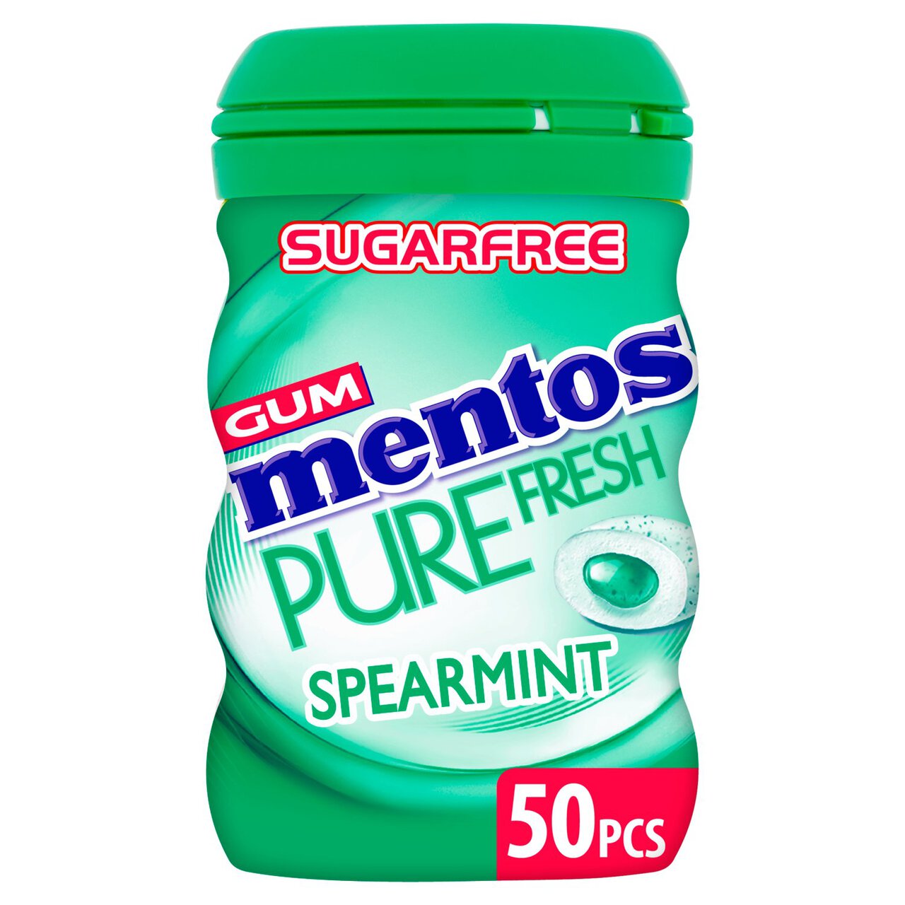 Mentos Pure Fresh Spearmint Sugar Free Chewing Gum Bottle 50 Per Pack ...