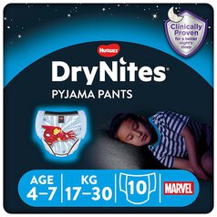 Huggies DryNites Boys Pyjama Pants, 4-7 Yrs (17-30kg) 10 per pack