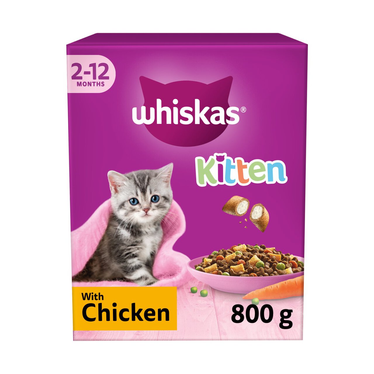 WHISKAS 2-12mths Cat Complete Dry with Chicken 800g