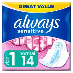 Always Sanitary Towels Sensitive Normal (Size 1) Wings 14 per pack