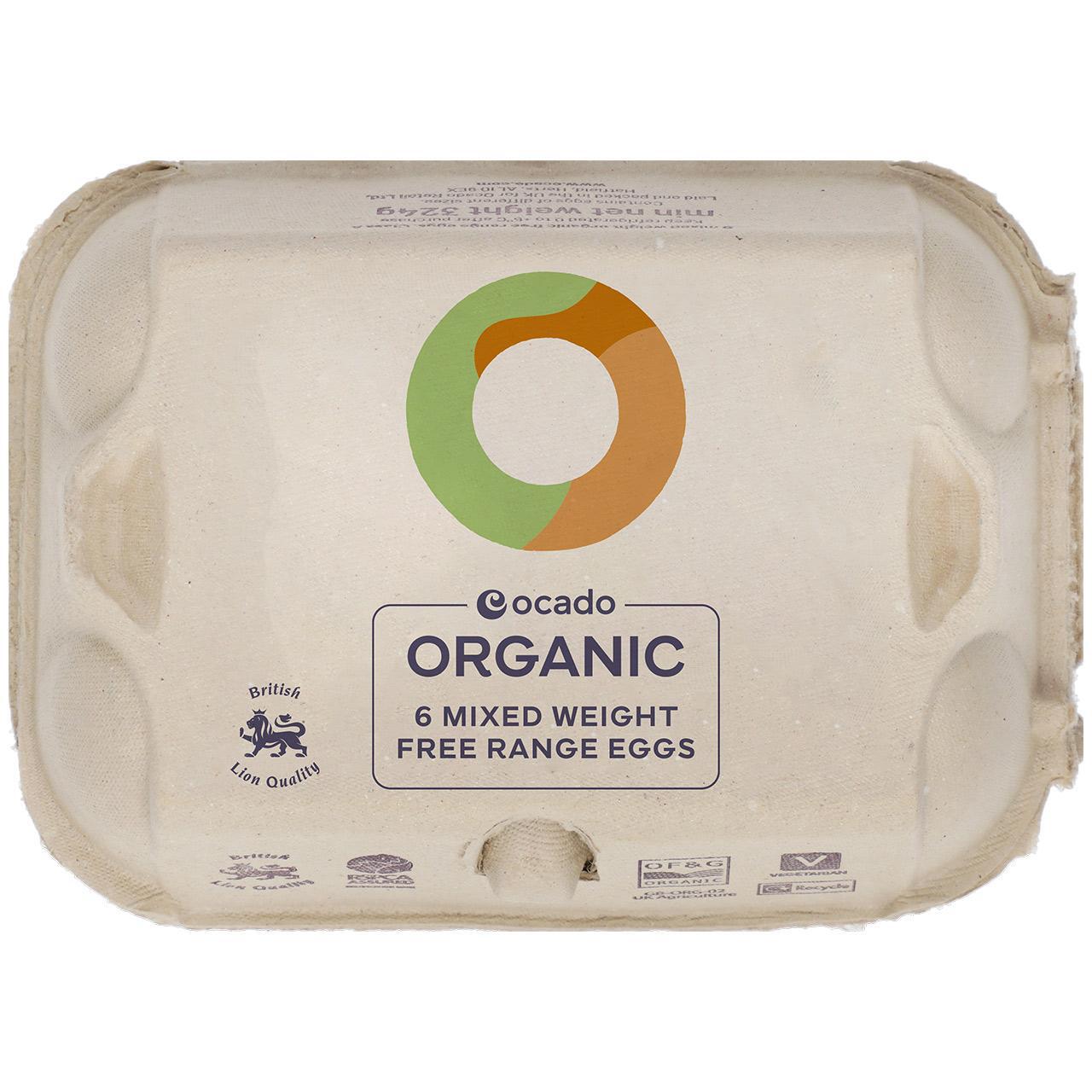 Ocado Organic Eggs Mixed Weight 6 per pack