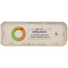 Ocado Organic Free Range Mixed Weight Eggs 12 per pack