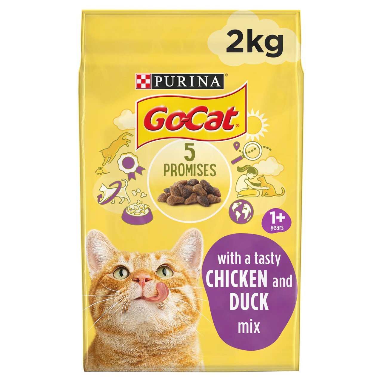 Go-Cat Adult Dry Cat Food Chicken and Duck 2kg 2kg