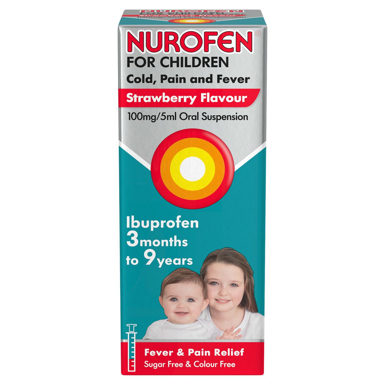 Nurofen for Children Cold Pain & Fever Relief Strawberry Ibuprofen 100ml