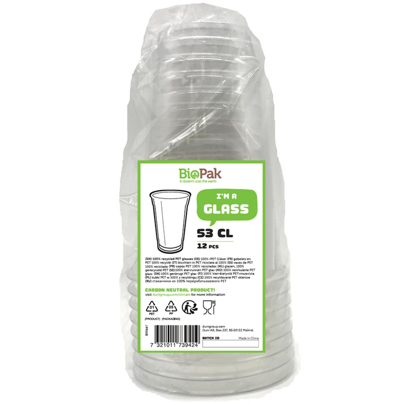 Recycled Plastic Glass, 530ml 12 per pack
