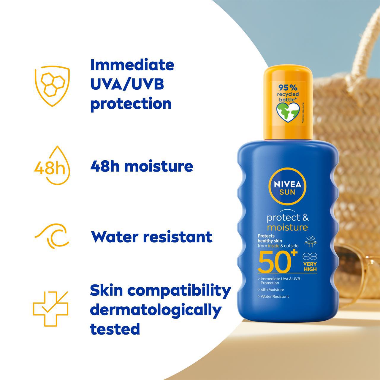 NIVEA SUN Protect & Moisture SPF 50+ Sun Lotion Spray 200ml