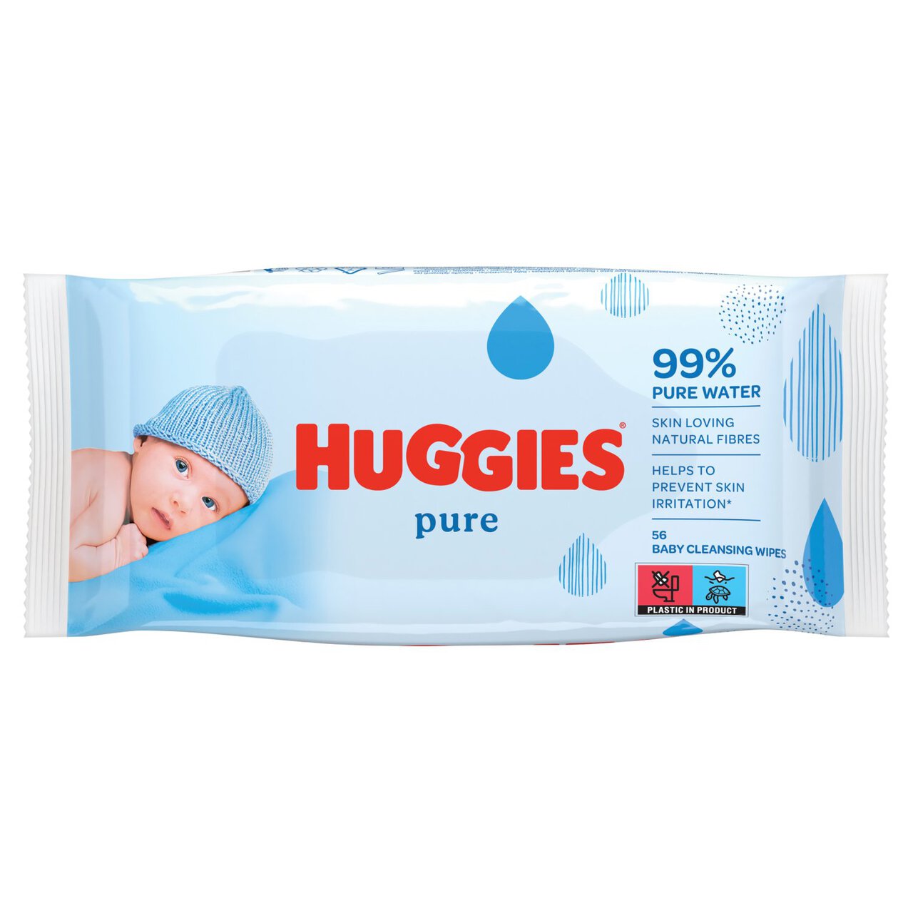 Huggies Pure 99% Water Baby Wipes 56 per pack