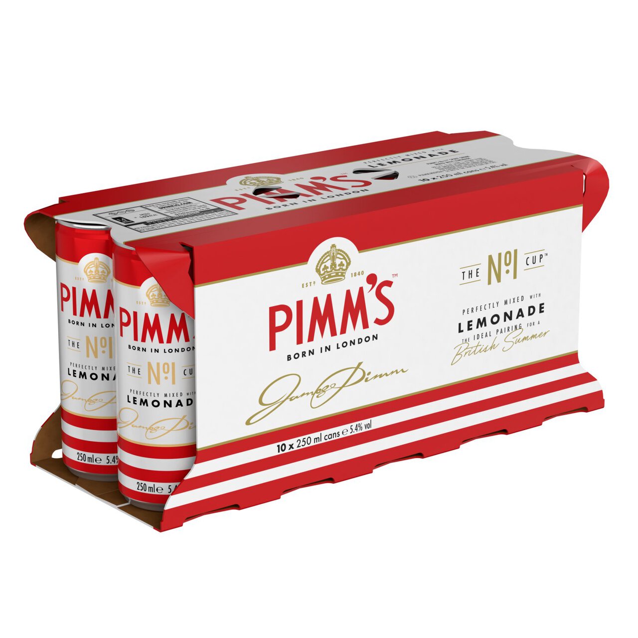 Pimm's No1 Cup and Lemonade Premix Liqueurs Ready to Drink 10 x 250ml