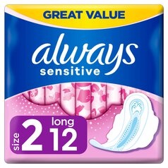 Always Sanitary Towels Sensitive Long (Size 2) Wings 12 per pack