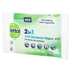 Dettol 2in1 Anti-Bacterial Wipes for Hands & Surfaces 15 per pack