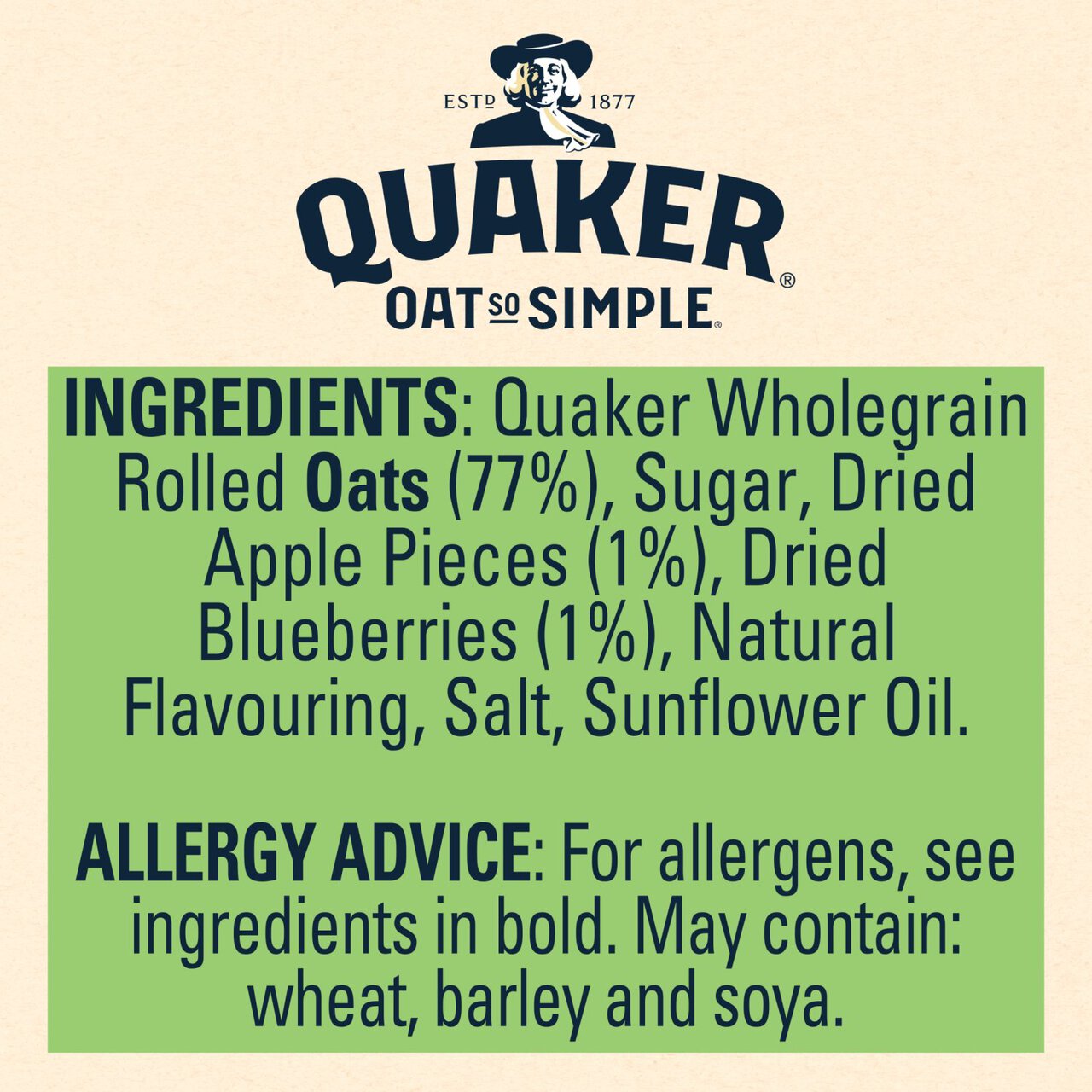 Quaker Oat So Simple Apple & Blueberry Porridge Sachets Cereal 10 per pack