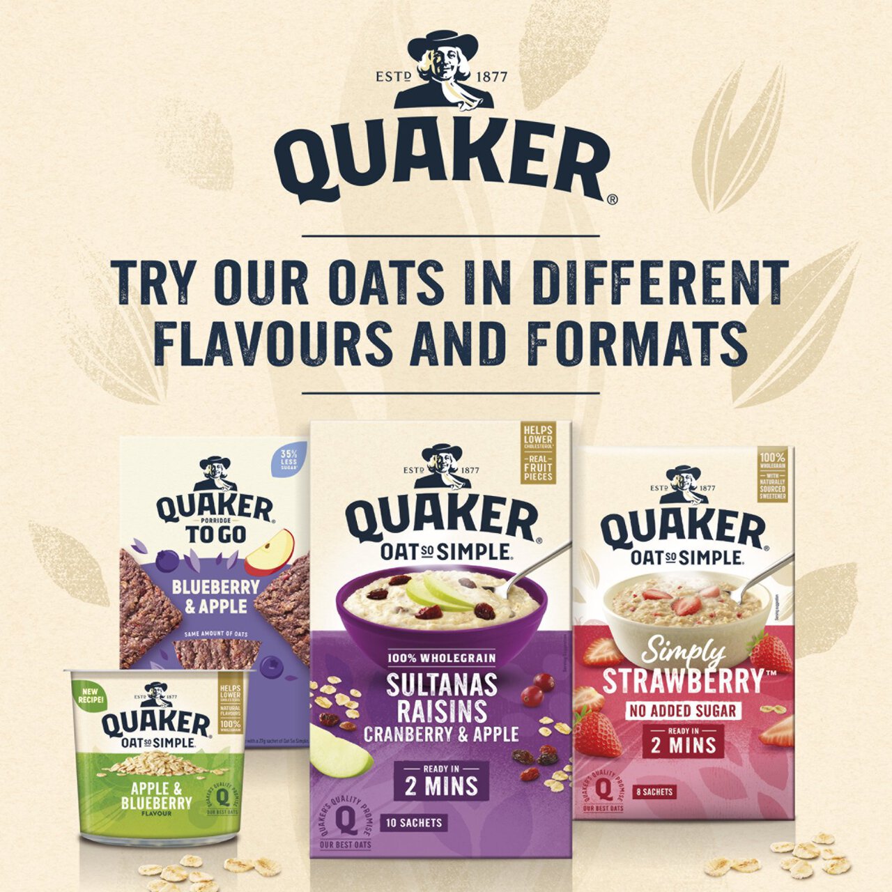Quaker Oat So Simple Apple & Blueberry Porridge Sachets Cereal 10 per pack