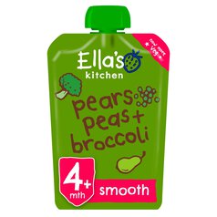 Ella's Kitchen Pear, Peas & Broccoli Organic Smooth Puree Pouch, 4 mths+ 120g