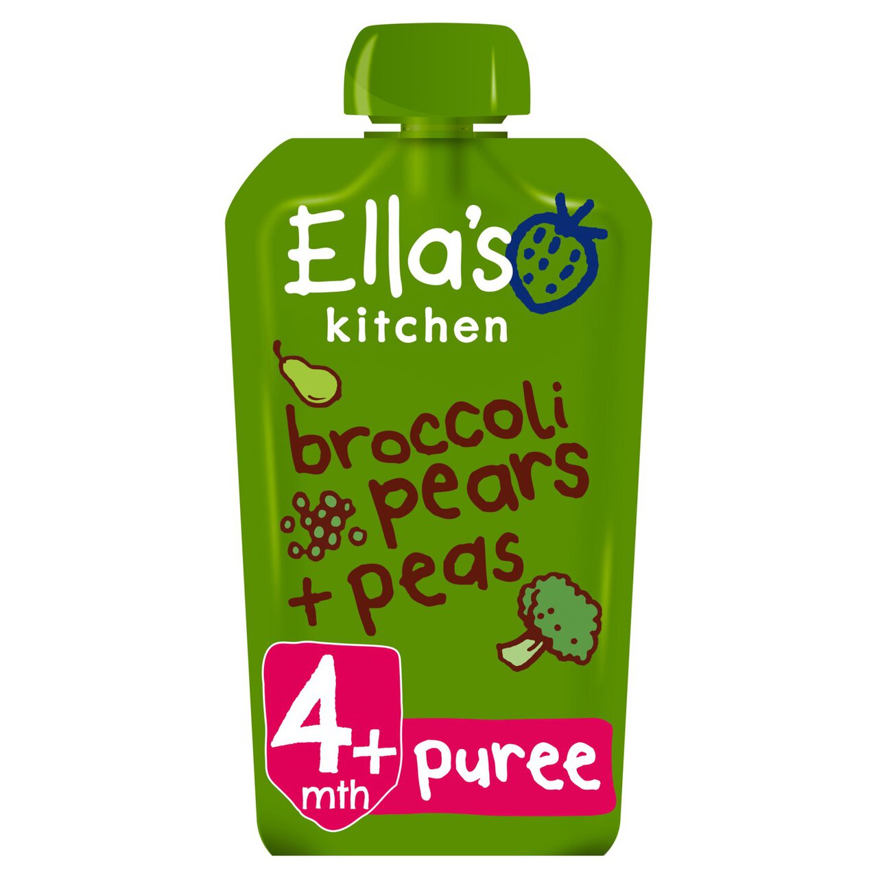 Ella's Kitchen Pears, Peas and Broccoli Baby Food Pouch 4+ Months 120g