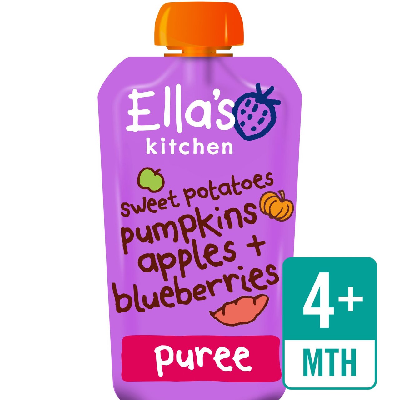 Ella's Kitchen Sweet Potato, Pumpkin, Apple & Berry Puree Pouch, 4 mths+ 120g