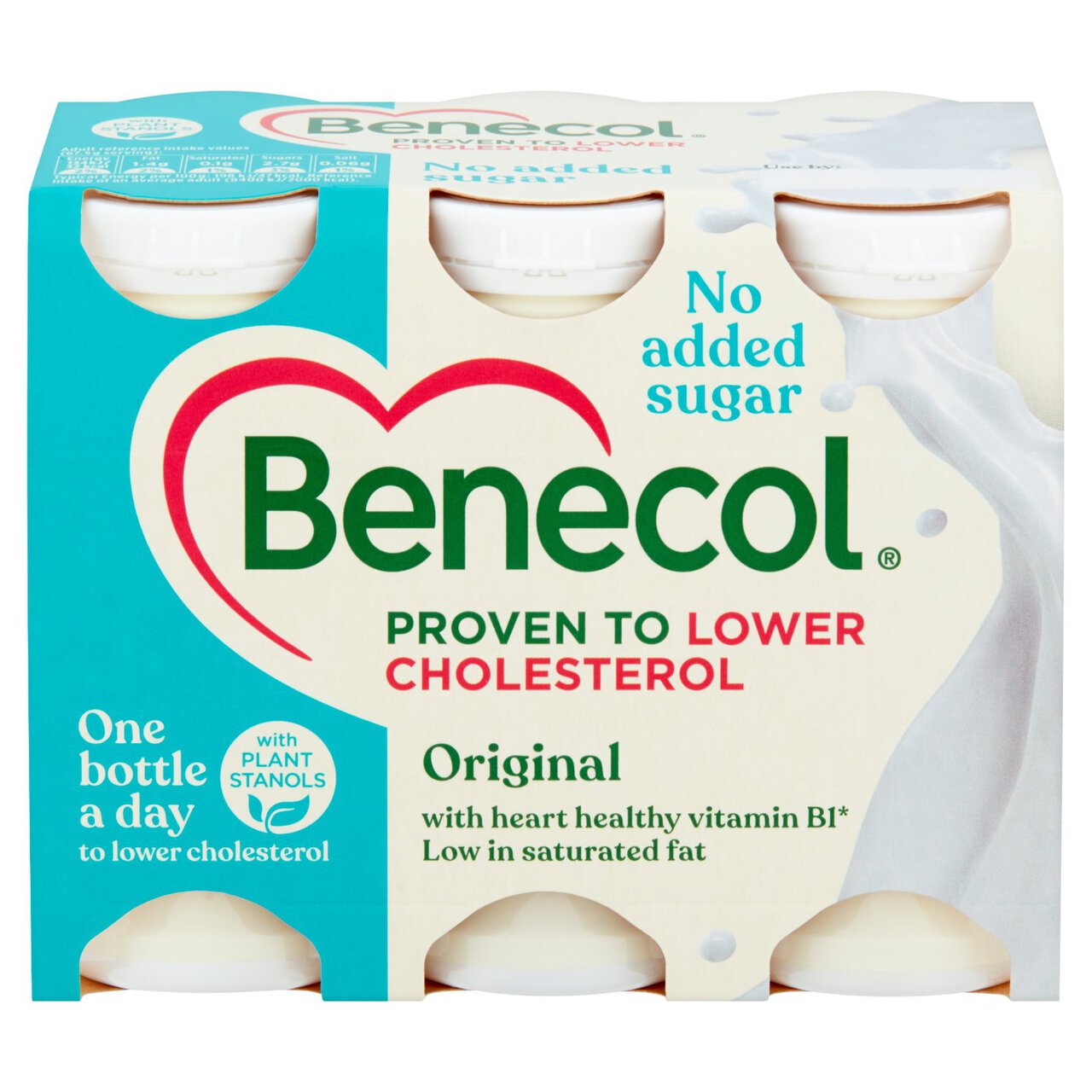 Benecol Cholesterol Lowering Original Yoghurt Drink No Added Sugar 6 x 67.5g
