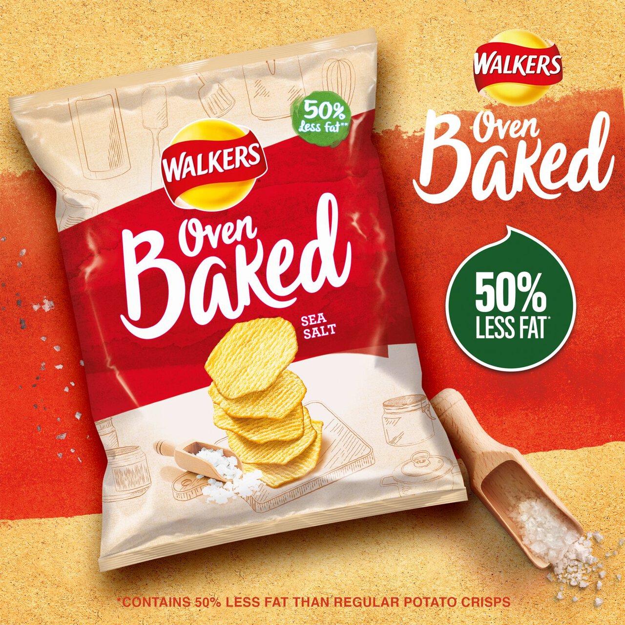 Walkers Oven Baked Sea Salt Multipack Snacks 6 per pack