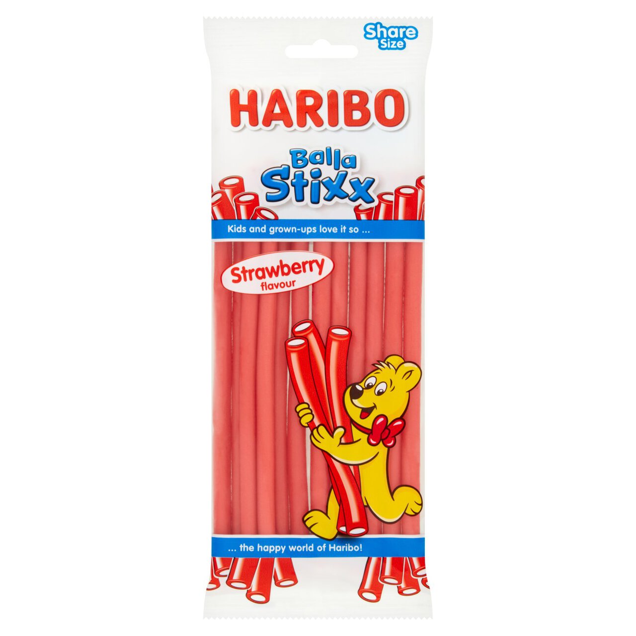 Haribo Balla Stixx Strawberry Pencil Sweets Sharing Bag 140g | Zoom