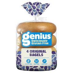 Genius Gluten Free Plain Bagels 4 per pack