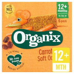 Organix Carrot Cake Organic Soft Oaty Bars, 12 mths+ Multipack 6 x 30g