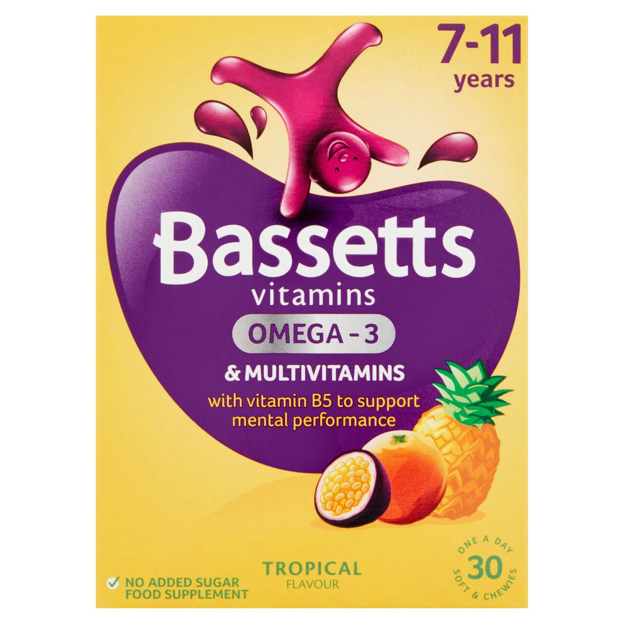 Bassetts Tropical Omega 3 & Multivitamins 7-11yrs 30 per pack