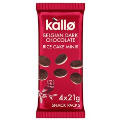 Kallo Belgian Dark Chocolate Mini Rice Cakes Multipack 4 x 21g