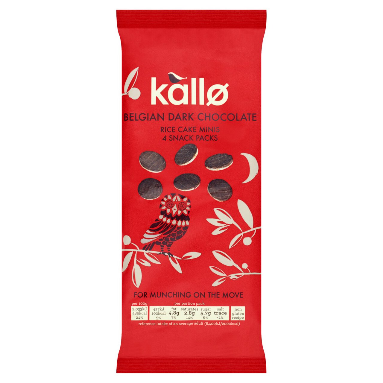Kallo Belgian Dark Chocolate Mini Rice Cakes Multipack 4 x 21g