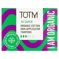TOTM Organic Cotton Non-Applicator Tampons Super 18 per pack