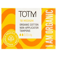 TOTM Organic Cotton Non-Applicator Tampons Medium 18 per pack